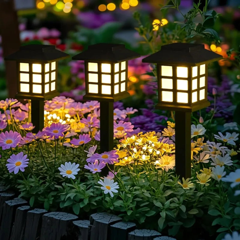 Classical Solar Pathway Lights - IP65 Waterproof LED Garden Grid Lights with Warm White Glow for Walkway, Patio & Lawn (Set of 2)