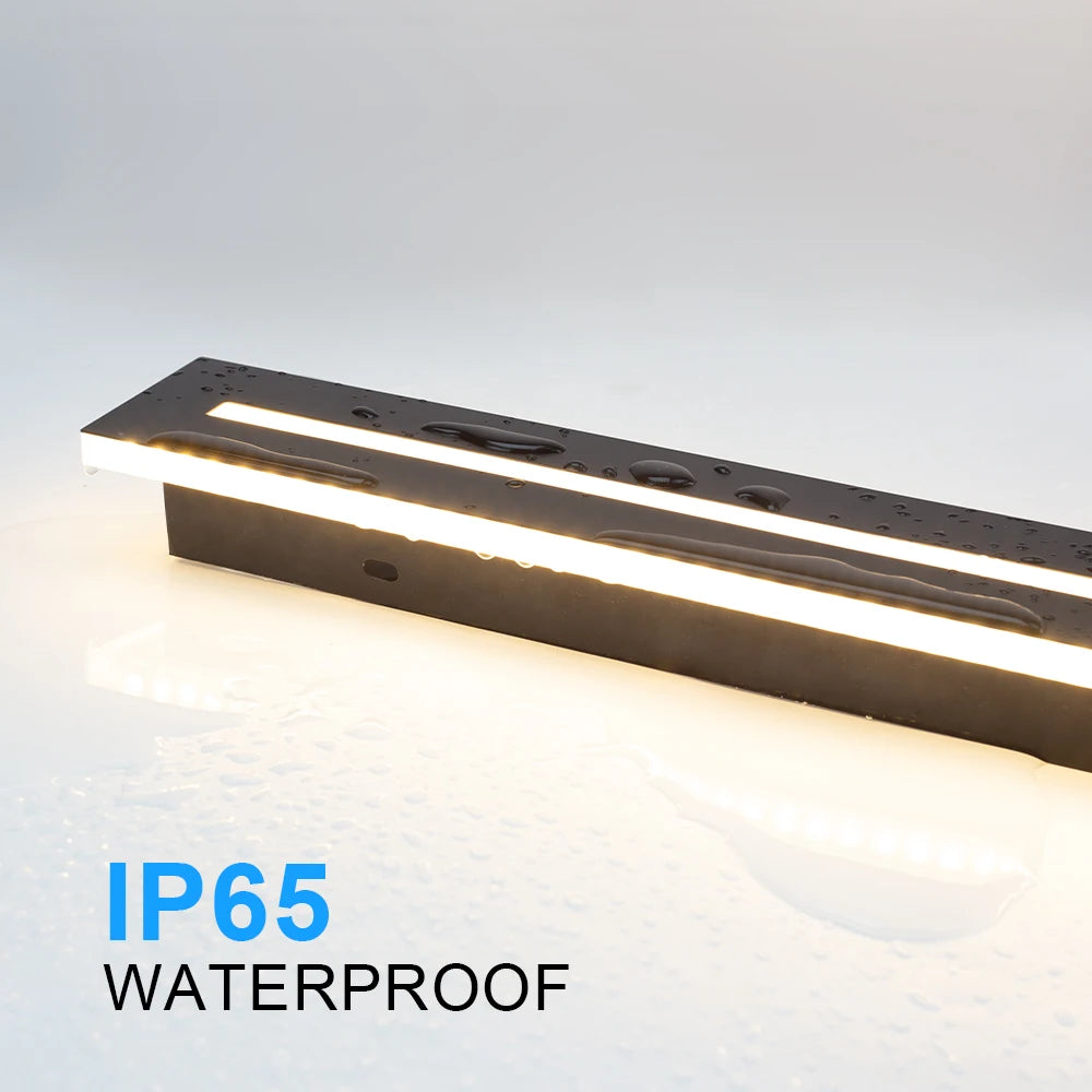 Modern Hollow Linear Outdoor LED Wall Sconce - Black Metal Exterior Light Fixture for Porch, Patio & Garage (Single/Pair)