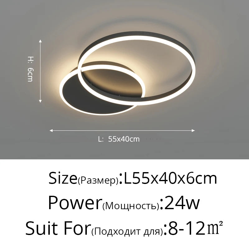 Modern Interlocking Rings LED Flush Mount Ceiling Light - Gold Acrylic Geometric Fixture for Living Room & Bedroom (Dimmable with Remote Option)