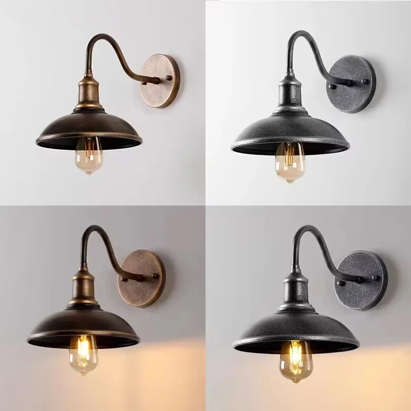 Vintage Gooseneck Barn Light - Waterproof Antique Bronze Exterior Sconce, E27 Socket for Porch, Patio, Farmhouse Decor