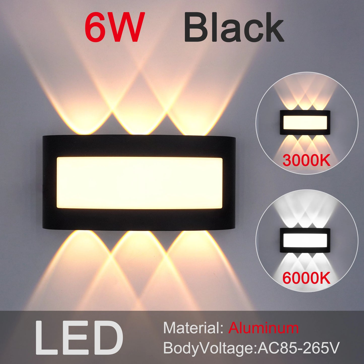 Modern Curved LED Outdoor Wall Sconce - Weatherproof Multi-Beam Exterior Light Fixture for Porch, Garage & Patio (Single/Pair)