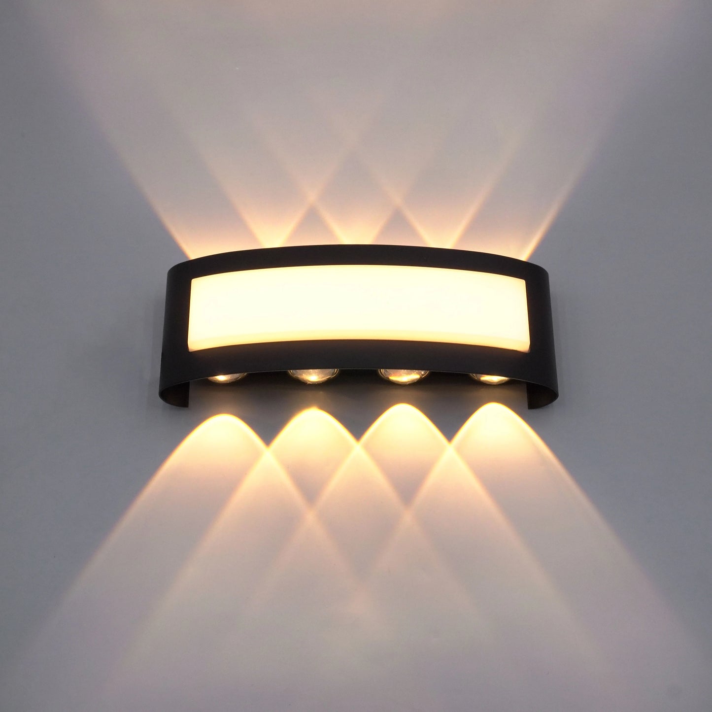 Modern Curved LED Outdoor Wall Sconce - Weatherproof Multi-Beam Exterior Light Fixture for Porch, Garage & Patio (Single/Pair)