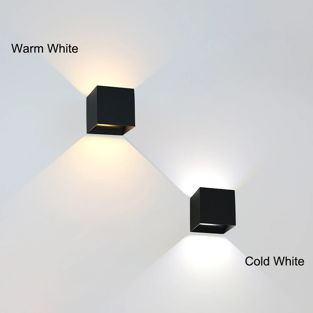 Modern Cube LED Up and Down Outdoor Wall Sconce - Weatherproof Exterior Light Fixture for Garage, Porch & Patio (Single/Pair)