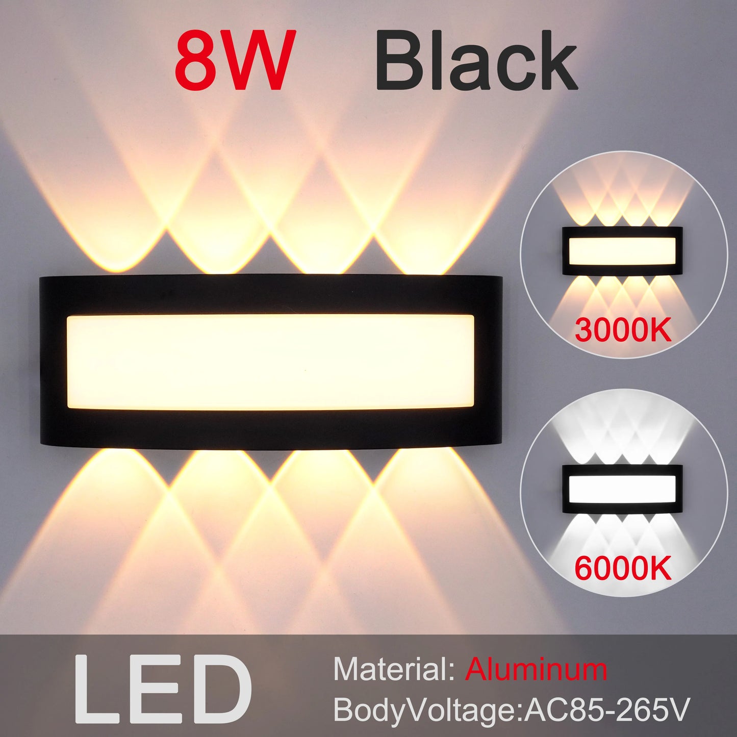Modern Curved LED Outdoor Wall Sconce - Weatherproof Multi-Beam Exterior Light Fixture for Porch, Garage & Patio (Single/Pair)