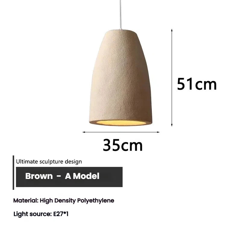 Wabi Sabi Travertine Style Pendant Light, Nordic Minimalist LED Chandelier for Living Room Dining Bedroom, Brown High Density Polyethylene, 35cm x 51cm