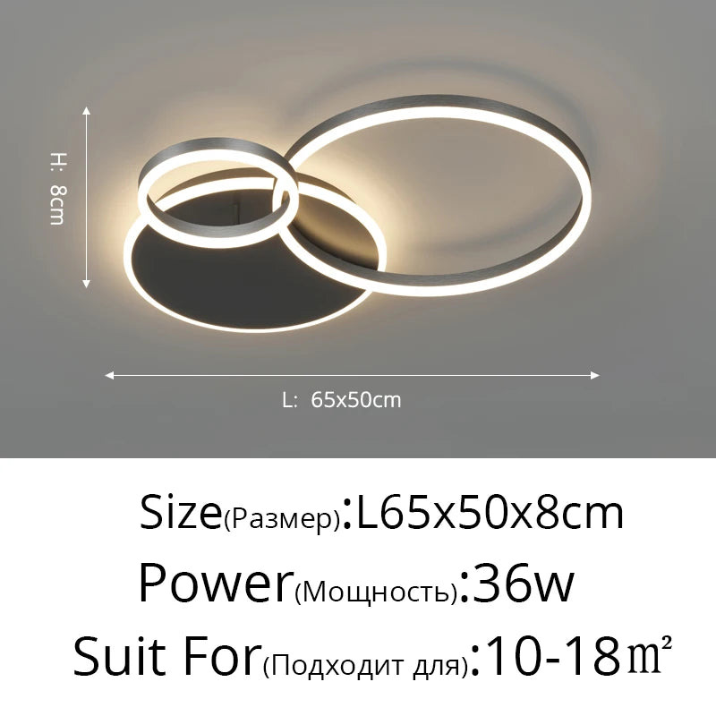 Modern Interlocking Rings LED Flush Mount Ceiling Light - Gold Acrylic Geometric Fixture for Living Room & Bedroom (Dimmable with Remote Option)