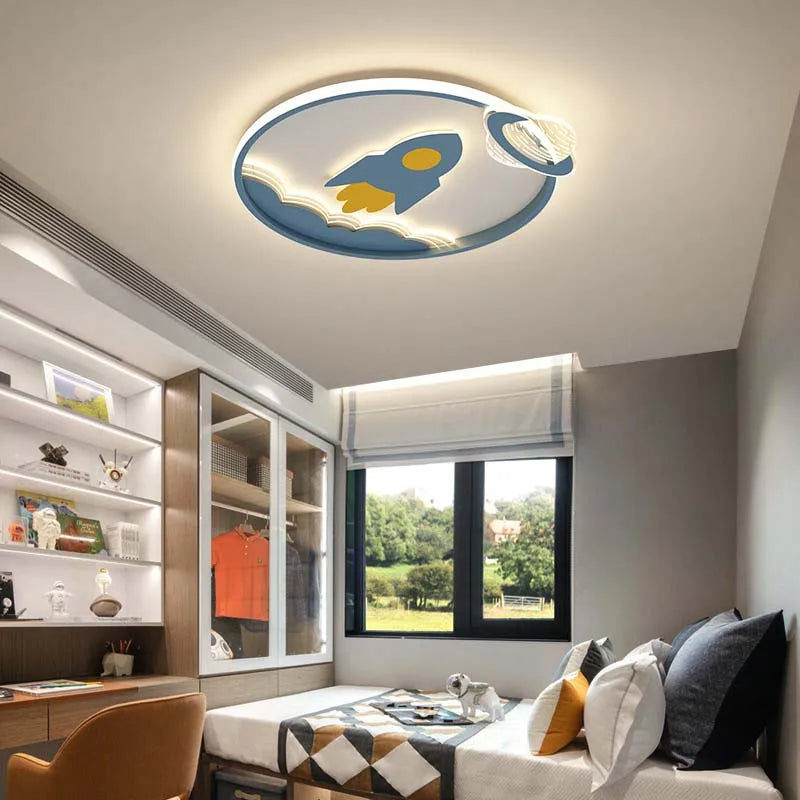 Modern Rocket Ship Ceiling Lamp - Warm Glow Acrylic Light for Kids' Room