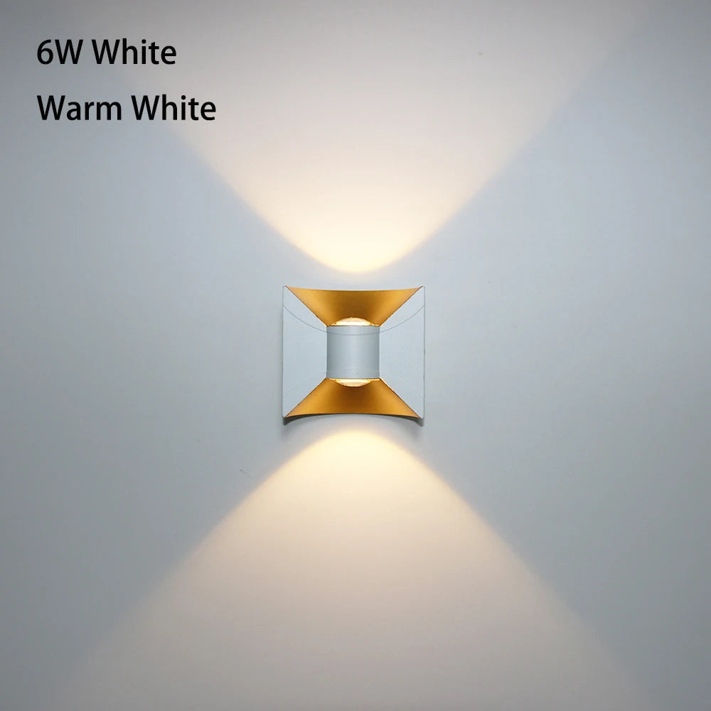 Modern Hourglass LED Up and Down Outdoor Wall Sconce - Weatherproof Exterior Light Fixture for Garage, Porch & Patio (Single/Pair)