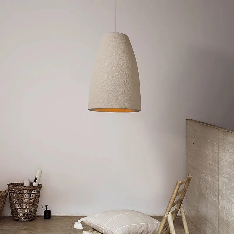 Wabi Sabi Travertine Style Pendant Light, Nordic Minimalist LED Chandelier for Living Room Dining Bedroom, Brown High Density Polyethylene, 35cm x 51cm