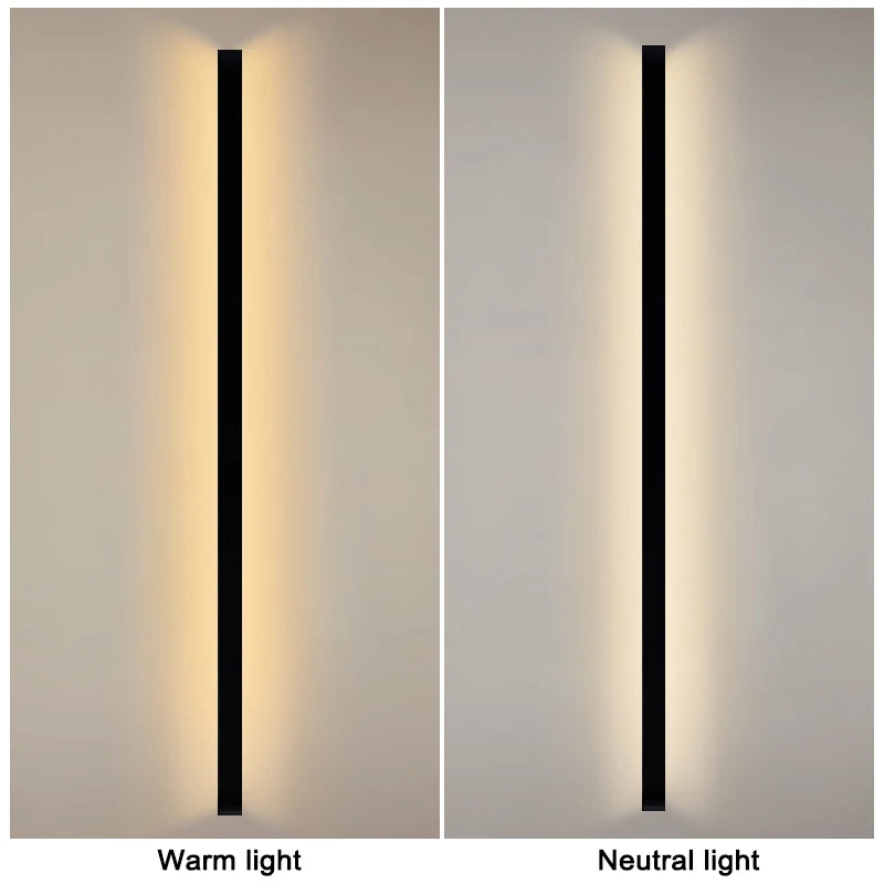 Modern Outdoor Linear LED Wall Sconce - Black Aluminum Exterior Light Fixture for Garage, Patio & Porch (Single/Pair)