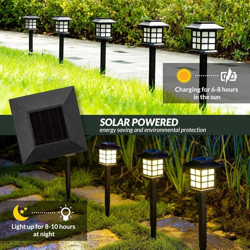 Classical Solar Pathway Lights - IP65 Waterproof LED Garden Grid Lights with Warm White Glow for Walkway, Patio & Lawn (Set of 2)