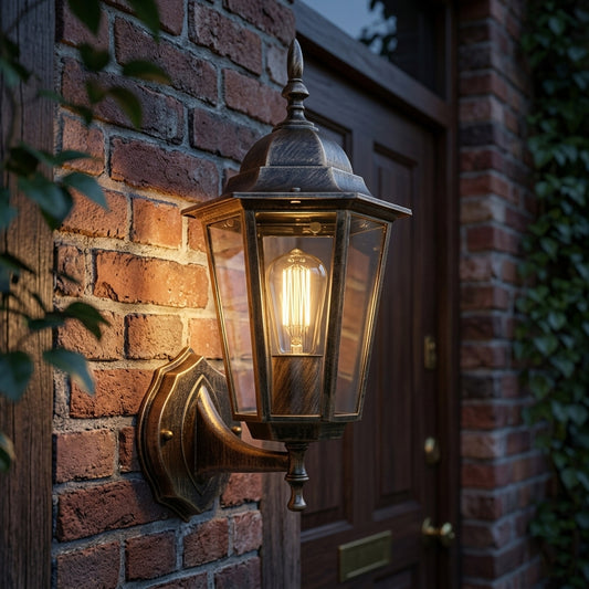 Vintage European Outdoor Wall Lantern - IP65 Waterproof E27 Sconce Light for Porch & Courtyard, Bronze finish